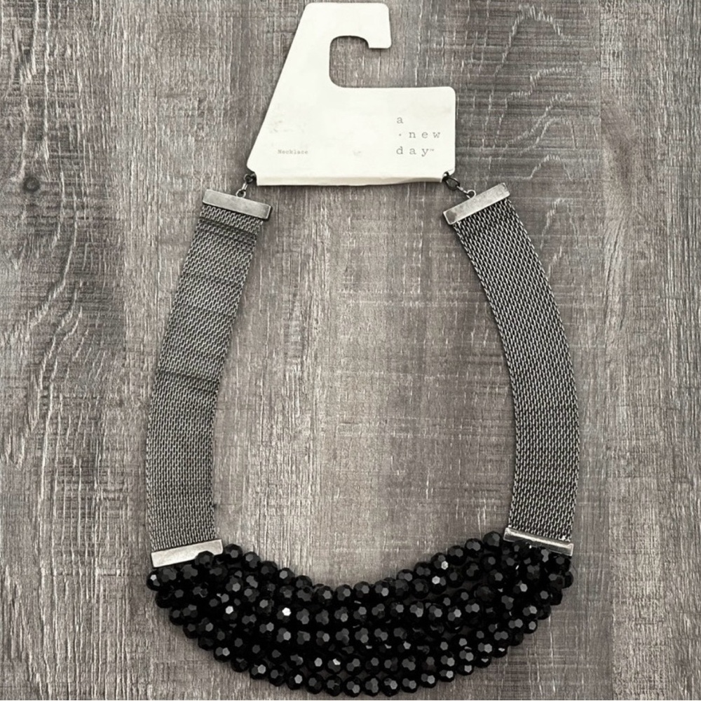 New A New Day Black & Silver Thick Beaded Necklace